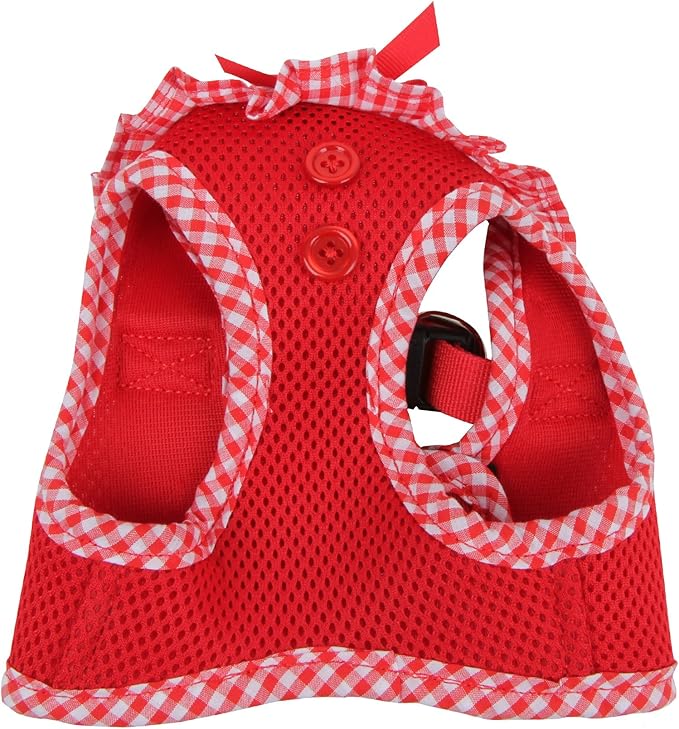 Puppia Vivien Vest Dog Harness Step-in All Season Mesh Cute No Pull No Choke Walking Training for Small Dog, Red, Large