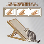 Sisal Cat Scratcher Ramp,Tilted Natural Wood Vertical Scratcher Pad for Cats with Sisal Scratching Board Durable Adjustable Height Pet Scratching Pads for Indoor Dogs Kitten Holding up to 80LBS