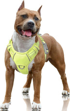 BARKBAY No Pull Dog Harness Large Reflective Dog Harness with Front Clip and Easy Control Handle for Walking Training Running with ID tag Pocket(Sunlight,L)