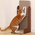 FUKUMARU Cat Scratcher, 26.8 Inch L Shaped Cat Scratch Pad Wall, Modern Cardboard Cats Scratching Board for Indoor Cats, Felt Vertical Scratching Post, Furniture Protector (Caramel)