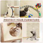 Cat Scratch Furniture Protector for Couch, Wall & Door Guard, Trimmable Self-Adhesive Scratch Pad, DIY Climbing Mat, Deterrent, Scratching Post Replacement (118''x15.8'', Khaki)