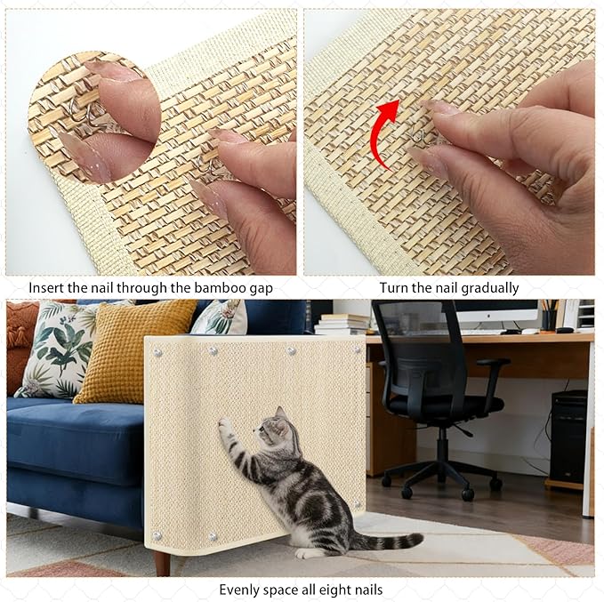3 Pcs Cat Scratch Furniture Protector Mat 19.7 x 31.5 Inch Cats Pet Scratching Pads Sofa Couch Protector for Chair, Sofa, Couch, Easy Installation