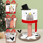 KAMABOKO Christmas Cat Tree Cat Tower with Cat Condos, 35" Multi-Level Top Perches, Sisal Ramp Scratching Posts, Cozy Basket, Hammocks, Large Cats Pet Activity Structure