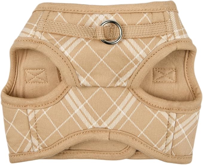 Puppia Corwin Dog Vest Harness B (Step-in) Fashionable Checkered Pattern Spring Summer Harness for Small and Medium Dogs, Beige, X-Large
