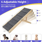 2026 Upgraded Dog Ramp for Couch, Foldable Small Dog Ramp for Sofa, 4 Adjustable Height from 13'' to 21", Portable Stable Pet Steps with Non-Slip Pad, Pet Ramps Use for Sofa Couch Stairs