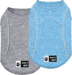 KYEESE 2Pack Reflective Dog Shirt, Lightweight Sun Protection Dog T Shirts for Small Dogs Boy, Breathable Sleeveless Puppy Tank Top Summer Dogs Clothes for Night Walking Outdoor, Grey+Blue, S