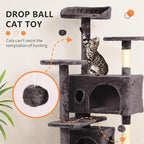 BestPet | 54" Cat Tree Tower | Purple Gray | Sturdy, Easy to Assemble, Multi-Level Activity Center with Sisal Scratching Posts, Condos, Perches, Hanging Cat Toys, Observation Decks & Ladder