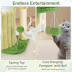 PETSITE 21.5-inch Cute Cat Tree, Small Cat Tree with Sisal Scratching Post, Cat Condo, Padded Top Perch, Interactive Spring and Dangling Ball, Ideal for Small Indoor Cats and Kittens, Green