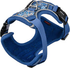 Puppia Cynthia Dog Harness H Sturdy Adjustable Neck and Chest Reflective Flower Pattern Front and Back D-Ring for Small and Medium Dogs, Blue, Medium