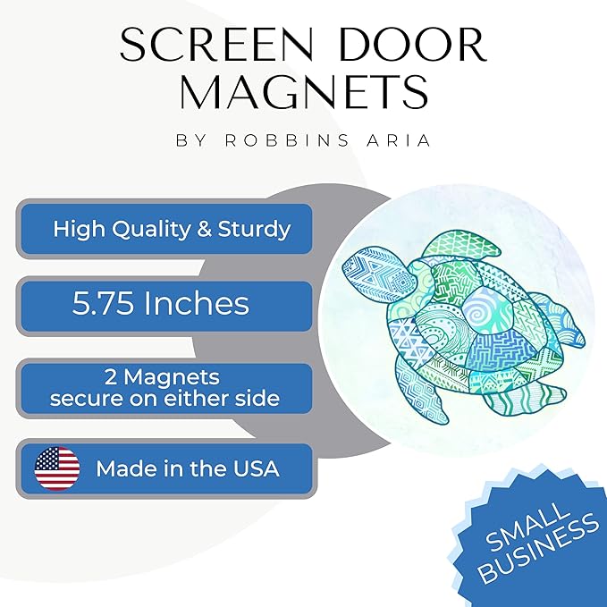 Screen Door Magnets Double Sided – Keep People, Kids, and Dogs from Running into a Screen Door. Saver - Robbins Aria Turtle