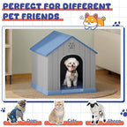 Bifanuo Dog House Outdoor Indoor, Plastic Small Dog House-Weatherproof Design with Air Vents & Elevated Floor for Small to Medium Dogs, Easy Clean and Assemble (Blue)