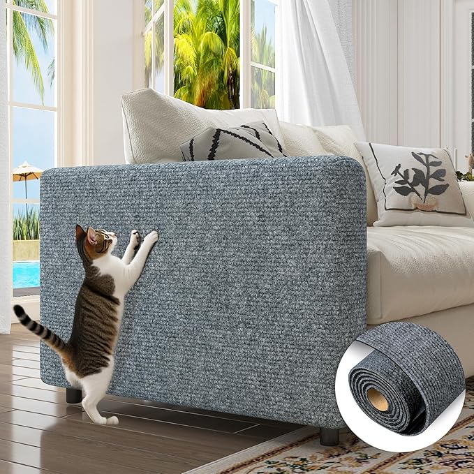 LaCheery Cat Anti Scratch for Furniture Protectors from Cats Scratching 15.8"x79" Cat Scratch Mat for Couch Sofa Protector for Cats Self Adhesive Scratching Pad for Wall Corner Floor Furniture Cover