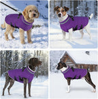 Mklhgty Small Dog Coat with Harness Built-in, Waterproof Reflective Fleece Lined - Warm Windproof Winter Jacket with Back Zipper, Cold Weather Snow Dog Coats - Purple - S