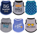 Sadnyy 6 Pack Winter Dog Shirt Boy Pet Clothes Doggy Tee Tank Top Kitten Shirts with Letters for Small Medium Dogs Cats Soft Cozy Chihuahua Vest Apparel for Dog Cat Puppy(Small)