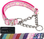 Martingale Collar for Dogs with Pink Daisy,Reflective Nylon Adjustable No Pull Dog Training Chain Collar Training, Walking, Hunting for All Breeds(Pink Daisy M)