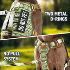 Green Dog Harness for X-Large Dog Breeds, No Pull Adjustable Pet Harness with Handle, Reflective K9 Military Service Dog Vest for Walking Hiking Training, Green Ethnic, XL