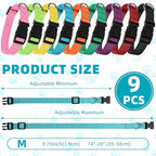 9 Pieces Adjustable Dog Collar for Animal, Soft Nylon Pets Puppy Collar with Quick Release Buckle Holder Bulk for Dogs Walking Running Training(Medium,Bright Colors)