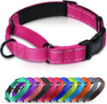 Martingale Collar for Dogs with Quick Release Buckle, Reflective Soft Padded & Escape Proof, Adjustable Nylon Dog Collars for Training & Daily Walking (Hotpink,L)