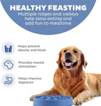 Outward Hound Fun Feeder Slo Bowl – Large 4‑Cup Capacity, Slow Feeding, Medium to Large Dogs, Non‑Slip, Blue, Notch Pattern