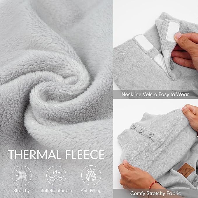 cyeollo Dog Pajamas Turtleneck Thermal Dog Pjs Fleece Stretchy Jumpsuit Warm Winter Pet Clothes Doggie Medium Large Dogs Outfits, Grey XX-Large