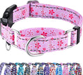 Reflective Martingale Collar for Dogs with Quick Release Buckle Cute Girl Female Flower Dog Collars (Pink Floral, Small)