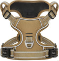 HEELE Dog Harness, Dog Harness for Small Medium Large Dogs No Pull Adjustable Padded Reflective Harness with Handle for Walking Training, Brown, S