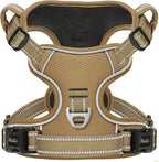 HEELE Dog Harness, Dog Harness for Small Medium Large Dogs No Pull Adjustable Padded Reflective Harness with Handle for Walking Training, Brown, S