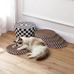 CSR1012I Kate 12 Inch Cardboard Cat Scratcher Pads with Box & Catnip, Reversible Heavy-Duty Scratch Boards for Cats, Furniture Protection, Modern Checker Pattern, Black/White, 5-Pack