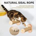 Wall Cat Bed Moon Hammock Wall Mounted Shelf with 2 Steps Climbing Sheves and Sisal Platforms Rope Scratching Post Wood Wall Furniture Bridge Ladder Wooden Indoor Cats Wall Bed-Moon Set