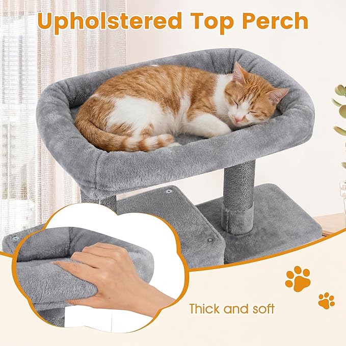 PETSITE 70-inch Tall Cat Tree, Modern Multi-Level Cat Tower with 2 Comfy Condos, Sisal Scratching Posts, Snug Hammock, and Dangling Ball, Ideal for Indoor Cats and Kittens (Grey)
