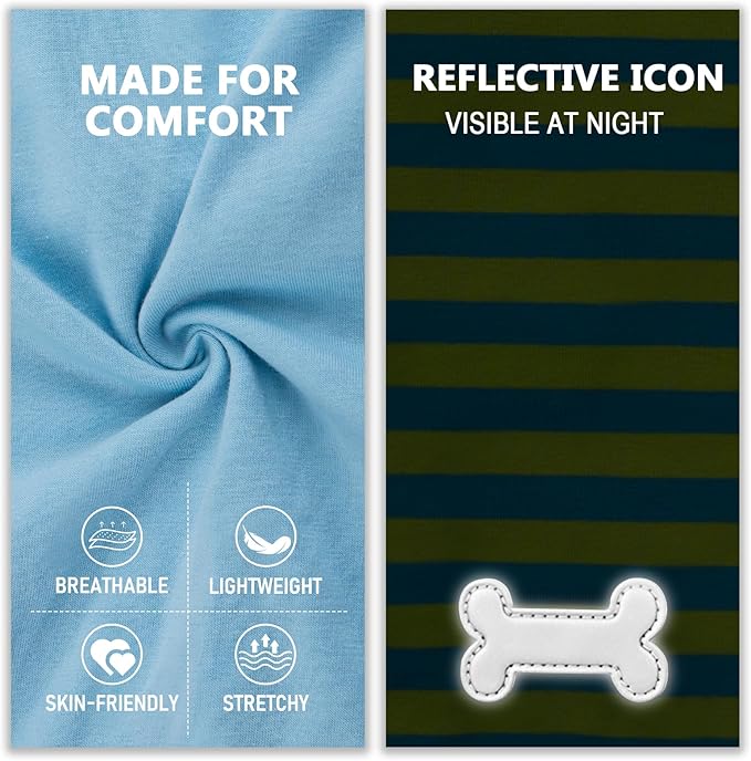 KYEESE 2Pack Dog Shirt, Soft Striped Dogs T Shirts, Lightweight Pet Tank Top, Sleeveless Dog Shirt for Small Dogs, Stretchy Comfortable Pet Vest, Blue, Large