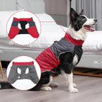 Warm Fleece Dog Coats for Large Dogs,D-Rings Waterproof Puppy Jacket for Cold Winter,Red XXL