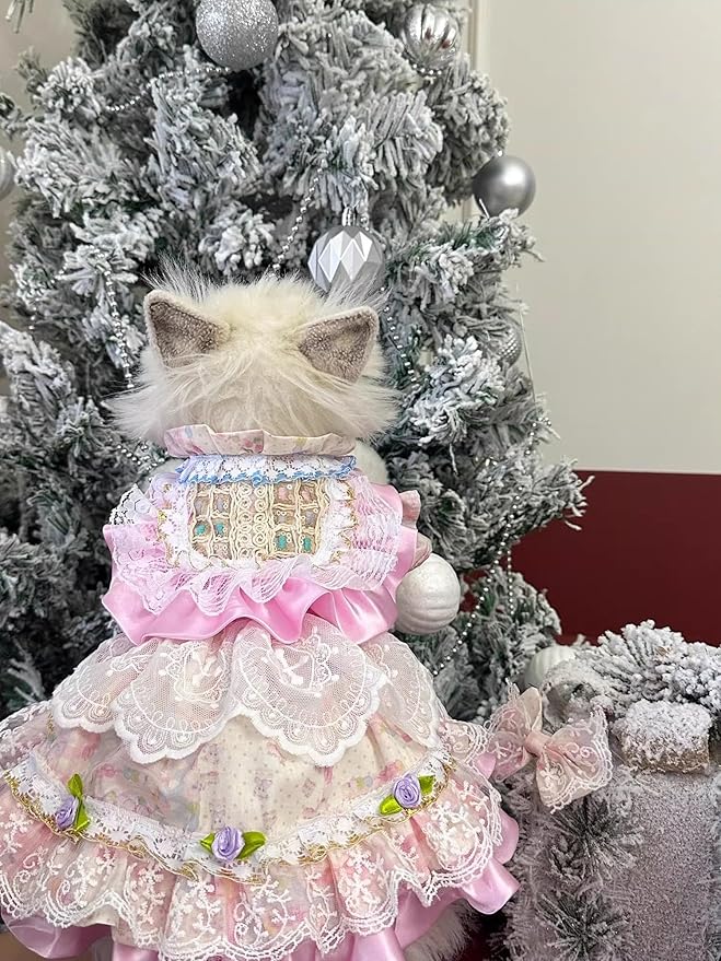 Furbabycare® Elegant Sweet Fashion Puppy Dog Blingbling Princess Skirt Pet Dog Lace Cake Camisole Tutu Dress A-Pink Small
