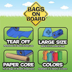 Bags On Board Dog Poop Bag | Strong, Leak Proof Dog Waste Bag | 9 x14 Inches, 315 Blue Bags (Pack of 6)