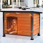 GUTINNEEN Extra Large Heated Dog House Outdoor Insulated Dog House Weatherproof Dog Kennel with Thermostat-Controlled Heating Pad, 6-Sided Thermal Liner, Chew-Proof Metal Frame for Large Dog Breeds,XL