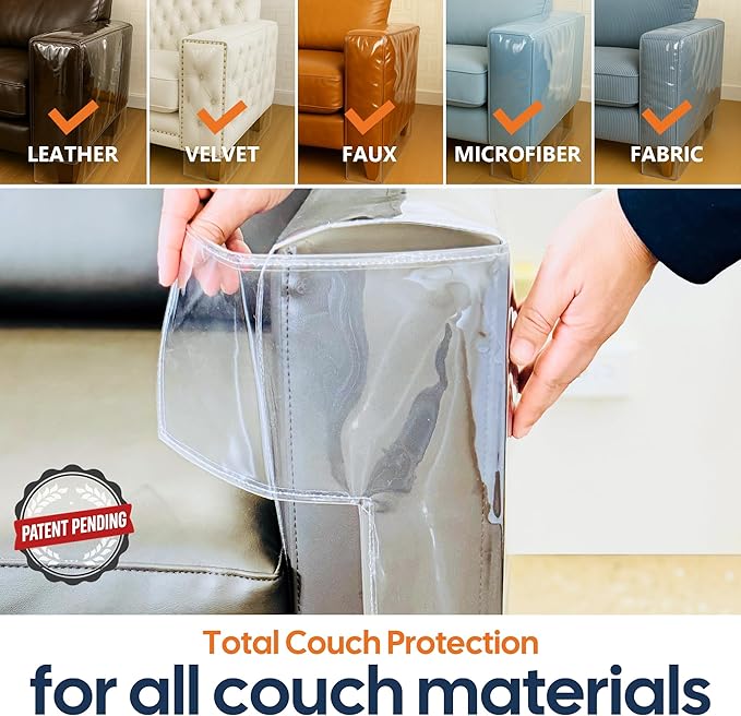 Cat Scratch Furniture Protector for Couches, Couch Arm Covers, Anti-Scratch Furniture Protector for Leather Couch, Cat Deterrent, Sofa Arm Covers, Couch Corner Protector - Model 1b
