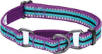 Blueberry Pet 4 Colors 3M Reflective Multi-Colored Stripe Martingale Safety Training Dog Collar, Violet and River Blue, Small, Heavy Duty Adjustable Collars for Dogs
