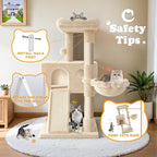 HOOMIC 36" Cat Tree for Indoor Cats, Multi-Level Cat Condo with Sisal Scratching Posts and Board, Cozy Hammock, Padded Plush Perch for Kittens, Beige