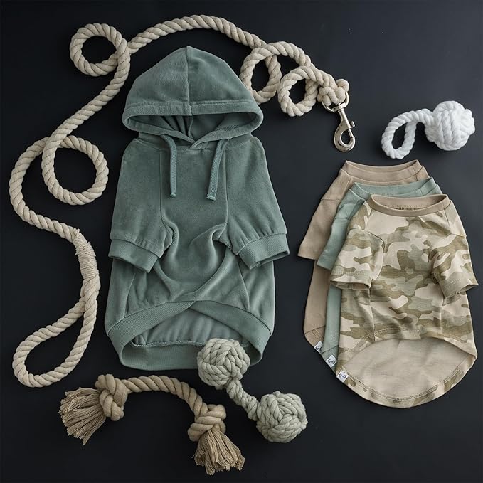 Cooper II Organic Cotton Velour Dog Hoodie Pet Coat for Small, Medium and Large Dogs, Sage, XX-Large (70-110 lbs)