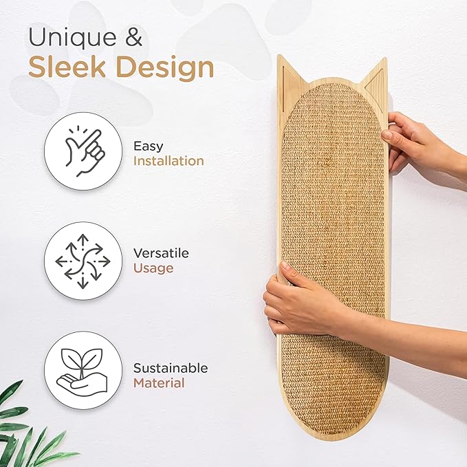 Wall Mounted Cat Scratcher - Vertical Mounted Cat Scratcher - Stylish Indoor Cat Scratching Board and Furniture - Cat Wall Furniture