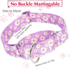 1.5 Inch Martingale Dog Collar - No Pull Daisy Design Nylon Training Collar for Medium, Large & XL Dogs | Heavy Duty Adjustable Choke-Free Collar for Large Breed Pets (Purple Daisy XL