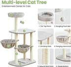 Small Cat Tree Tower with Lots of Scratching Posts - 42 Inch Medium Compact Cats Scratch House with Hammock Perch for Multi Level 2 Kitty - Indoor Corner Cat Bed Condo Climbing Gym Towers Furniture