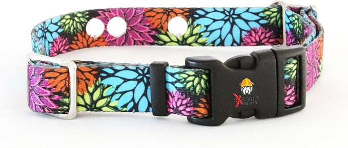 Replacement Containment and Training Collar Strap for Most Dog Fence Brands by Extreme Dog Fence (Medium: 13" - 18" x 3/4", Flower Days)