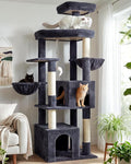 Globlazer Sturdy Cat Tree, 68-inch Large Cat Tower for Indoor Adult Cats 20 lbs Heavy Duty Cat Tree for Big Cats with Extra Large Platform, 5 Scratching Post, S68, Dark Grey