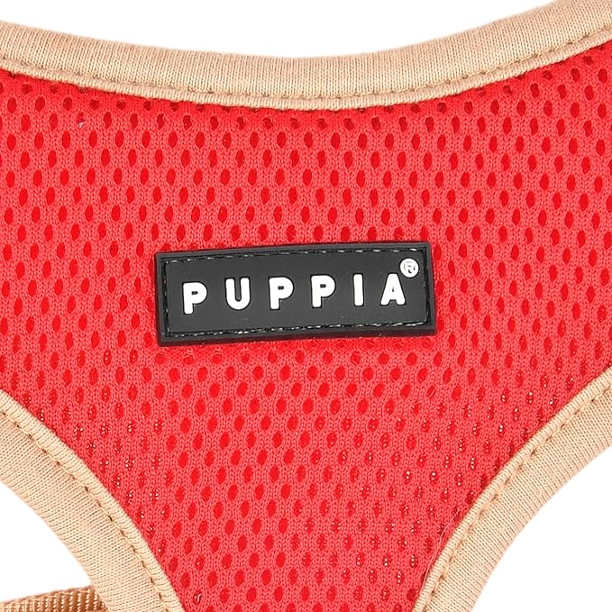 Puppia Soft Dog Harness II Mesh Over-The-Head All Season No Pull No Choke Walking Training Adjustable for Small & Medium Dog - RED - S