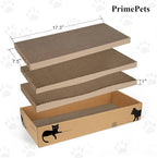 PrimePets 3-Pack Cat Scratcher Cardboard with Box, 17.3" Large Reversible Cat Scratching Pads for Indoor Cats, Heavy Duty Corrugated Cat Scratches Board, Furniture Protector for Large Cats & Kittens