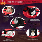 Tangkula Gothic Cat Tree, 52 Inch Black Cat Tower with Coffin Bed, Condo, Sisal Scratching Posts, Pompom Bat-Shaped Ball, Halloween Pet Furniture, Spooky Goth Cat Tree for Indoor Cats