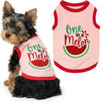 Parisian Pet Dog Shirt – 100% Cotton Shirts for Small Dogs – Pullover Sleeveless Puppy Vest – Breathable Cute Watermelon Pet Apparel – Pink Summer Dog Clothes - Stretchy T Shirts for Dogs