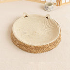 Cat Scratcher Bowl – Woven Kitten Bed | Breathable Hand-Woven Cotton Rope Cat Bed with Kitten Ear Design, Doubles As Scratcher for Play Exercise Enrichment Nail Trimming Paw Care and Safe Furniture