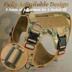 rabbitgoo Tactical Dog Harness for Large, Heavy Duty Pet Harness with Handle, No-Pull Service Vest Large Breed, Adjustable Military Dog Vest for Training Hunting Walking, Brown Camo, XL
